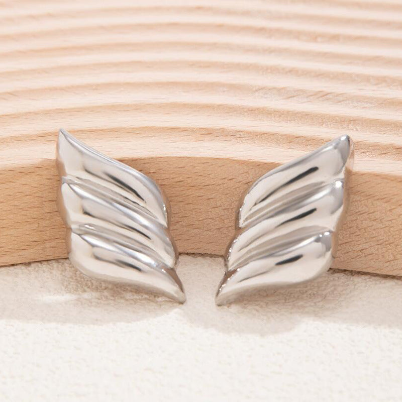 Wholesale Geometric Three-Layer Wings 18K Gold Plated Earrings